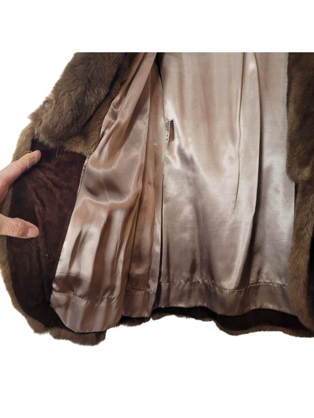 Vtg Lilli Ann Faux Fur Belted Jacket Made In England - Picture 12 of 16